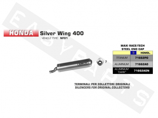 Silencioso ARROW Maxi Race-Tech Alu. Dark Honda SW-T 400 '05-'09/ 600 '01-'